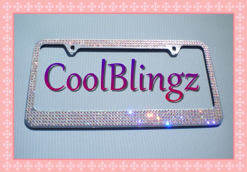 Luxury Bling License Plate Frame - with 5 Rows Iridescent AB Swarovski Crystals Sparkly Rhinestone bild 1