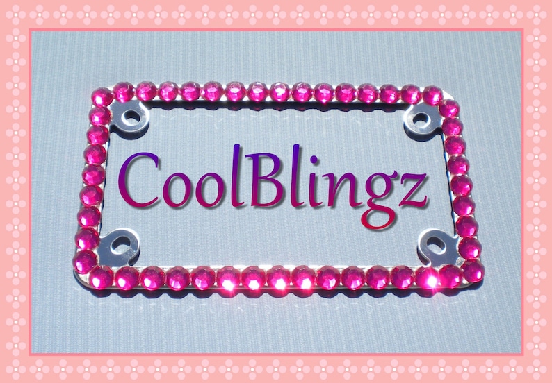 Front and Back NEW! 2 Pink Diamond Crystal Rhinestone License Plate Frames