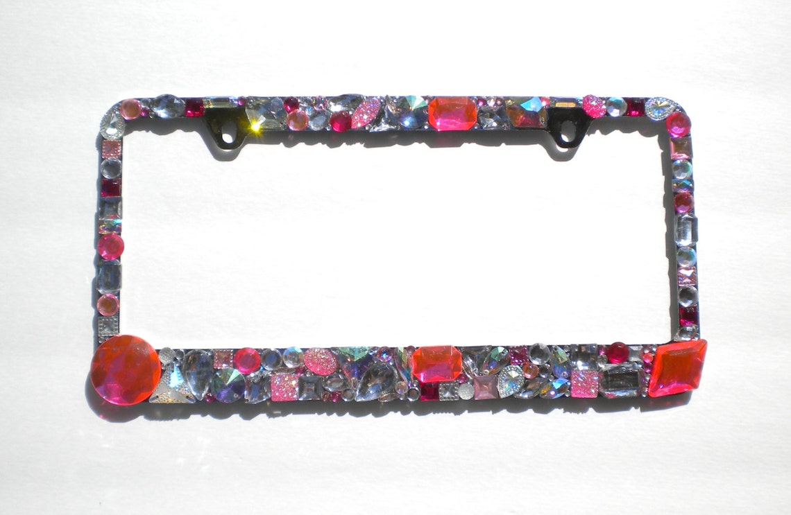 Chunky Rhinestone License Plate Frame Bling PINK AB CLEAR Etsy