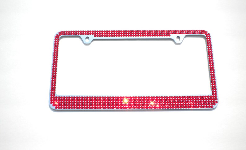 JR2 Super Bling 2-Row Chrome License Plate Frame With White Glass Crystals