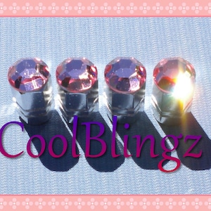 XL BABY PINK Crystal Bling Rhinestone Tire Valve Stem Caps Covers made w/ Swarovski Elements
