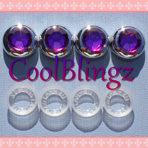 AMETHYST PURPLE Rhinestone Screw Caps Covers for Crystal Bling License Plate Frame