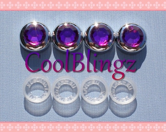 AMETHYST PURPLE Rhinestone Screw Caps Covers for Crystal Bling License Plate Frame