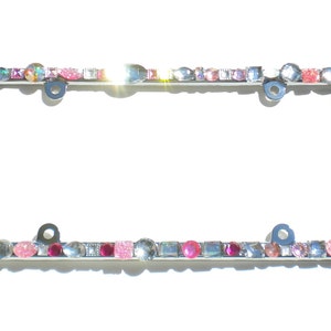 Chunky Rhinestone Bling License Plate Frame (4 Screw Holes) PINK AB CLEAR Crystal Sparkly Jewel Diamond Bedazzle Tag Cover Holder