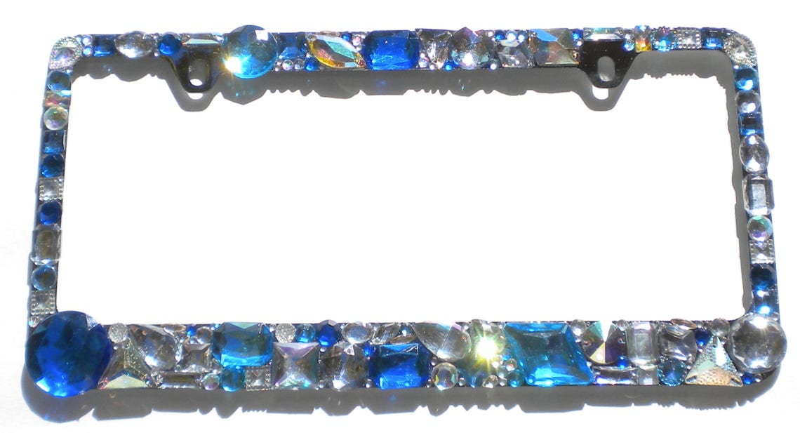 Chunky Bling Rhinestone License Plate Frame BLUE AB CLEAR Etsy