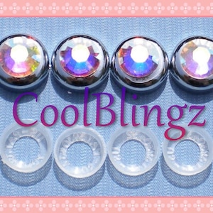 XL CRYSTAL AB Screw Caps Covers for Rhinestone Bling License Plate Frame made w/ Swarovski Elements