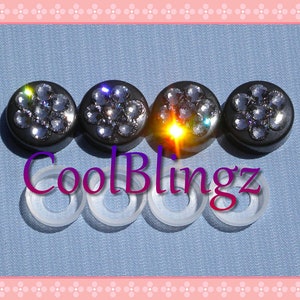 BLACK DIAMOND Crystals on BLACK Screw Caps Covers for Rhinestone Bling License Plate Frame made w/ Swarovski Elements