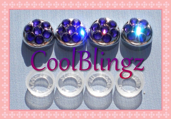 4 Pink Diamond Crystals Bling Car License Plate Frame Screw Bolt Covers Caps