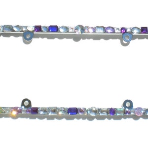 Chunky Bling Rhinestone License Plate Frame (4 Screw Holes) PURPLE AB CLEAR Crystal Sparkly Jewel Diamond Bedazzle Tag Cover Holder