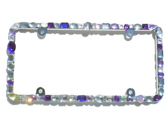 Clear Crystal Bling License Plate Frame - 7 Rows Of Diamonds With Bow Tie Corners