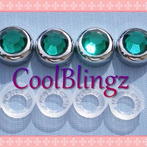 EMERALD GREEN Rhinestone Screw Caps Covers for Crystal Bling License Plate Frame