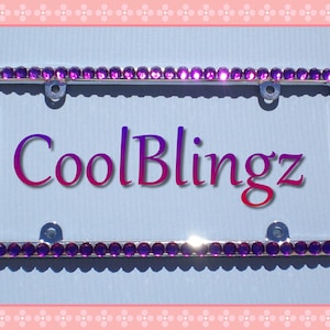 BIG AMETHYST PURPLE Rhinestone Crystal Diamond Bling License Plate Frame
