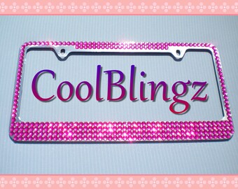 HOT PINK MEGA Bling Crystal Diamond Rhinestone License Plate Frame
