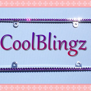 Thin AMETHYST PURPLE Rhinestone Crystal Diamond Bling License Plate (Metal) Frame