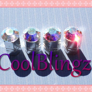 XL CRYSTAL AB Bling Rhinestone Tire Valve Stem Caps Covers made w/ Swarovski Elements