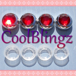RED Rhinestone Screw Caps Covers for Crystal Bling License Plate Frame