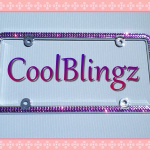 2 Row AMETHYST PURPLE Rhinestone Crystal Diamond Bling License Plate Frame