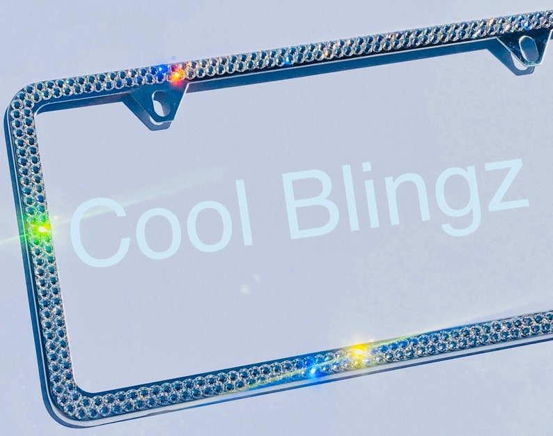 Made With Swarovski Crystals Bling License Plate Frame 2 Row 2 Etsy