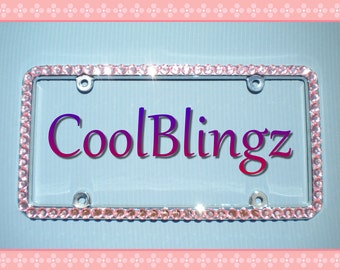 BIG BABY PINK Rhinestone Crystal Diamond Bling License Plate Frame