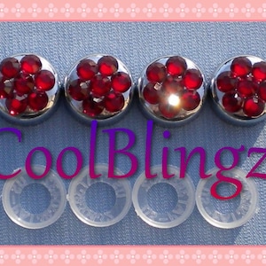 DARK RED Crystal Screw Caps Covers for Rhinestone Bling License Plate Frame made w/ Swarovski Elements