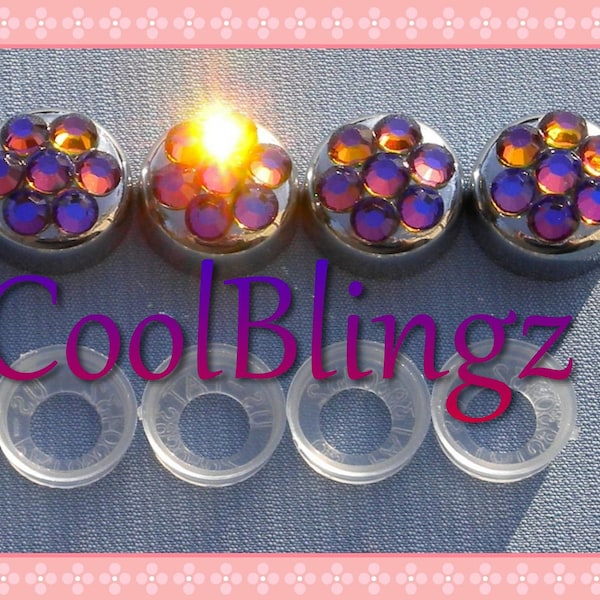 VOLCANO Crystal Screw Caps Covers for Rhinestone Bling License Plate Frame made w/ Swarovski Elements