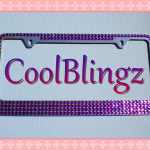 PURPLE MEGA BLING Crystal Diamond Rhinestone License Plate Frame