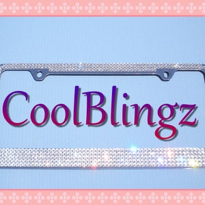 Made with Swarovski Crystals Bling License Plate Frame - 5 Row Clear Crystal Rhinestone Plate Cover Diamond Sparkle Bedazzled Jewel