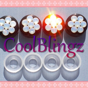 WHITE OPAL Crystal on BLACK Screw Caps Covers for Rhinestone Bling License Plate Frame made w/ Swarovski Elements