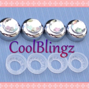 CRYSTAL AB Rhinestone Screw Caps Covers for Bling License Plate Frame