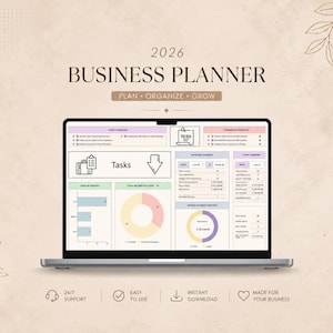 Business Planner Google Sheets Digital Download Bundle Plan Template Growth Strategy Dashboard  2026 Startup Organizer Small Spreadsheet