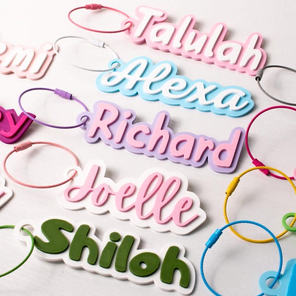 Personalization 3D Printed Name tags | Custom luggage tags | Water bottle tags | Party favors | Christmas gifts | School Bag Tag, Team Gifts