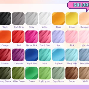 May include: A color palette graphic with a variety of hues, including black, gray, white, orange, red, pink, blue, green, and brown. The word "COLORS" is displayed at the top. Each color is presented in a square with a wavy texture.