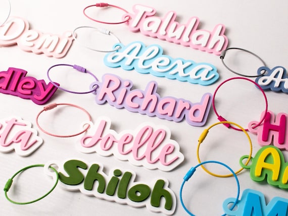 Personalization 3D Printed Name tags | Custom luggage tags | Water bottle tags | Party favors | Gifts for Girls | School Bag Tag