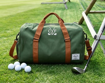 Embroidered Personalised Golf Crossed Club Design bag,Personalized weekend bagmEmbroidered travel bag with name,Embroidered groomsmen bag