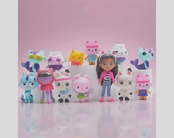 Figura y set de la casa de muñecas de Gabby: 13 piezas de dibujos animados coleccionables