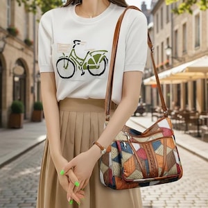 Bolso bandolera de piel sintética con retazos, bolso de hombro con bloques de color, bolso de viaje con cremallera
