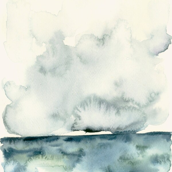 Watercolor Art Print Storm Clouds over the sea