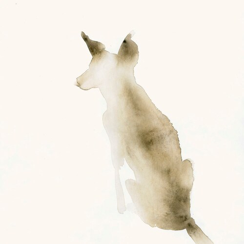 Dierlijke aquarel artwork Snow Dog Fine Art Print van originele aquarel
