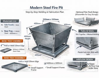 Bricolaje: Brasero moderno de acero / Proyecto de soldadura / PDF para principiantes
