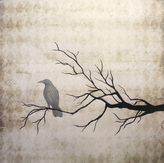 Original Art - Crow on Winter Branch II