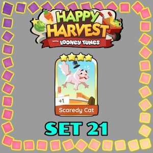 Naklejka Monopoly Go Golden Blitz - Zestaw Scaredy Cat 21 - 4 gwiazdki Golden Blitz