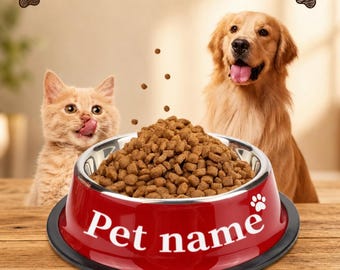 Engraved Stainless Steel Pet Bowl, Custom Name Dog Cat Bowl, Personalized Pet Gift for Dog Cat Lovers, Custom Name Bowl