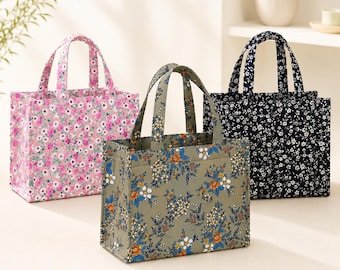 Floral Lunch Bag with Zipper, Large Capacity Insulated Style Tote, Portable Bento Bag, Reusable Lunch Box Storage Bag, Work School Handbag