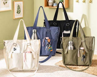 Borsa tote multi-tasche, resistente all'acqua con tracolla, borsa a spalla minimalista di grandi dimensioni, ideale per lavoro, viaggi, mamma e uso quotidiano.