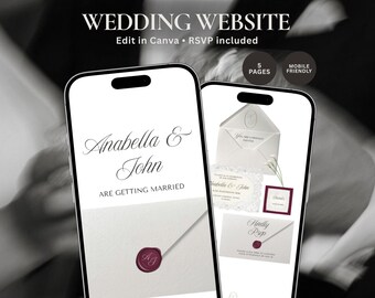 Hochzeitswebsite Vorlage Neutral, Minimale Hochzeitswebsite, bearbeitbare Hochzeitswebsite, Antwort auf die Website Hochzeitseinladung, digitale Hochzeitseinladung