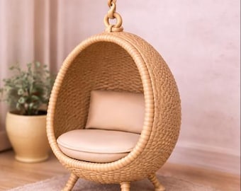 Silla huevo en miniatura STL – Decoración para casa de muñecas a escala 1:12 (Descarga digital)