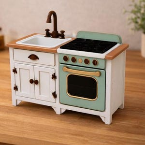 Fornello e lavello in miniatura STL – Decorazione per cucina di casa delle bambole in scala 1:12 (Download digitale)