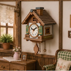 Reloj de cuco en miniatura, archivo STL a escala 1:12, muebles para sala de estar de casa de muñecas (descarga digital).