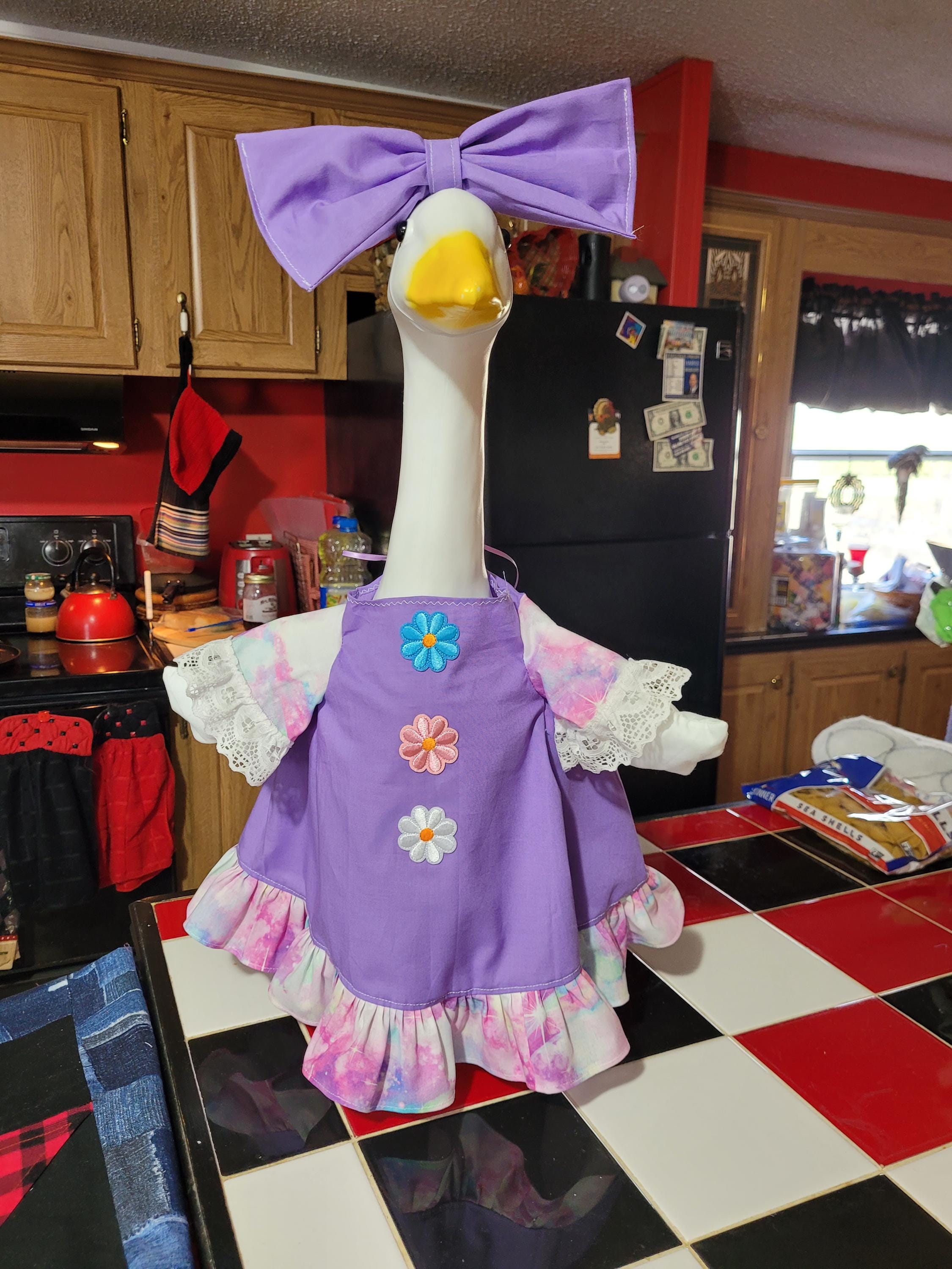 Lavender Goose Dress With Iron-on Flowers and Bow (23 Inch Model) - Etsy