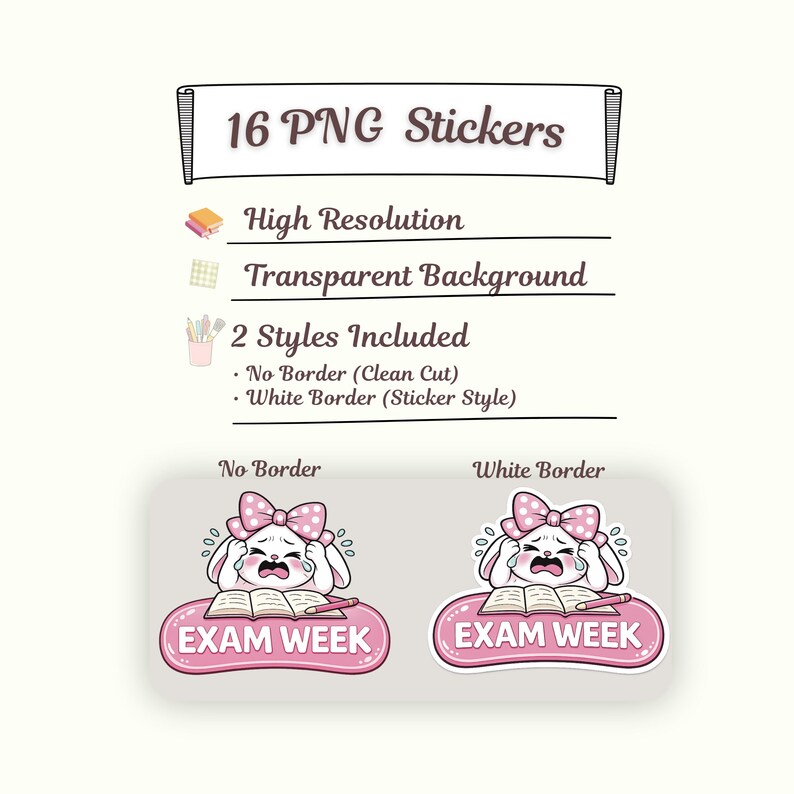 Example Exam Question Sticker Exam Week Sticker Pack | 16 Cute Study Stickers | Student Life, Finals ...